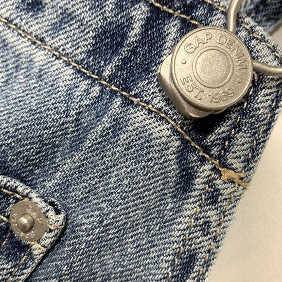 GAP shortall short jean overall adjustable straps pockets light distress size S - Picture 4 of 9